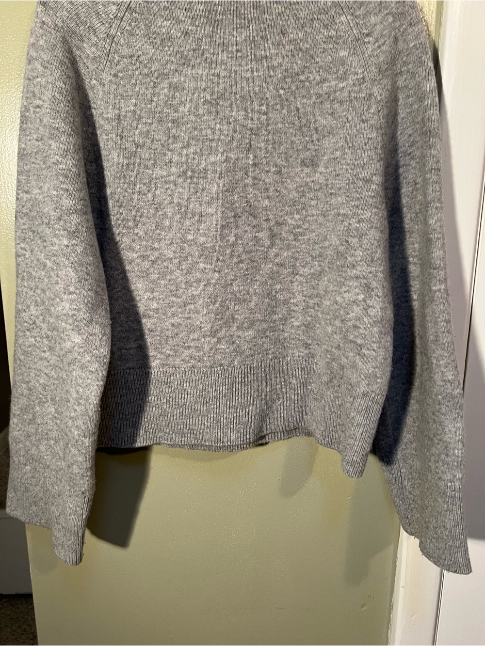 H&M Women’s Sz Small Gray Melange Wool-Blend Mock-Turtleneck Sweater Wide Sleeve - Picture 9 of 11